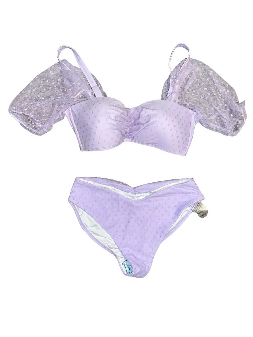 Swimsuits For All Lilac Puff Sleeve Bikini Set Plus